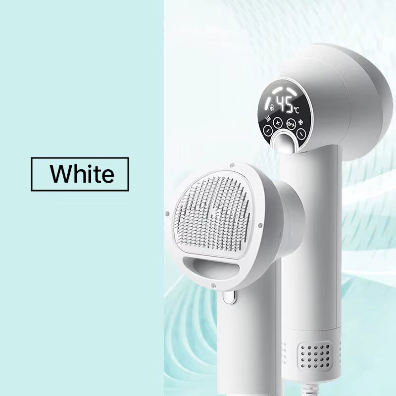 Low Noise Pet Hair Dryer with Slicker Brush Portable Hair Dryer Blower Adjustable Temp Blow Dryer for Cat Dog Pet Grooming Tool