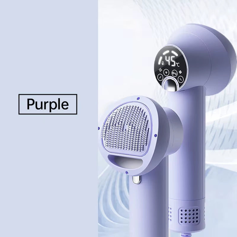 Low Noise Pet Hair Dryer with Slicker Brush Portable Hair Dryer Blower Adjustable Temp Blow Dryer for Cat Dog Pet Grooming Tool